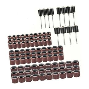 102 Pieces Sanding Drum Set, 1/8 Inch Shank 12 pcs Drum Mandrels and 90 pcs Sanding Sleeves for Grinding Polishing