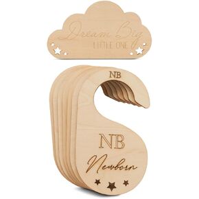 Woodpeckers Newborn to Toddler Baby Closet Dividers 1 Sets of 7 Hangers +Bonus, 2-Sided, Nursery Clothes Organizer for 1-½ inch Rod, Baby Registry Must-Haves