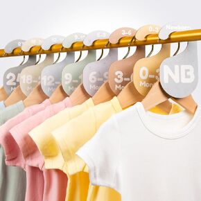 Baby Closet Dividers for Clothes Organizer - Set of 8 Adorable Wooden Double-Sided Baby Clothes Size Hanger Organizer from Newborn to 24+ Months for Nursery Beautiful Minimalist Decor