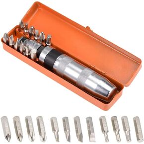 Utoolmart 13-in-1 Impact Screwdriver Set, Manual Reversible Impact Driver Kit, Magnetic Hex Shank Screw Driver Bit, for Disengaging Rusted Fasteners Frozen Bolts, with Iron Case