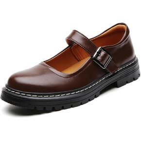 Mary Jane Shoes Women Platform Non-Slip Classics Round Toe Ankle Strap Comfort Casual Oxford Dress Work Mary Jane Flat Shoes