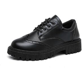 MEMON Oxford Shoes for Women,Platform Oxfords for Women,Low Heel Lace-Up Chunky Classic Oxford,Business Work Office Dress Shoes