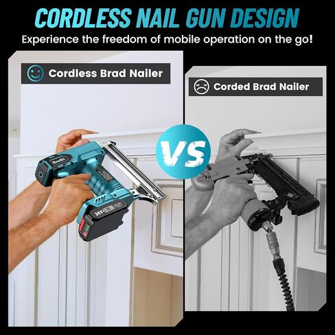 Seesii Nail Gun Battery Powered – Cordless Nail Gun with 4Ah Battery for Carpentry, Framing, and DIY Projects, 18 Gauge, 2×21V MAX Li-ion Batteries, Charger and 1000 Brad Nails Included in Saudi Arabia