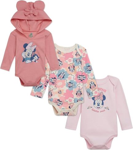 Disney Classics Mickey Mouse Winnie the Pooh Minnie Baby 3 Pack Bodysuits Newborn to Infant Sizes (Newborn - 24 Months) in Saudi Arabia