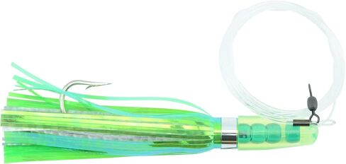 C&H، Rattle Jet Rigged & Ready، تنورة زرقاء/شارتروز، خطاف 7/0 Mustad، AFW دوار، 100 رطل / 45.3 كجم خط Grand Slam Mono Line، 6 أقدام / 1.8 م in Kuwait