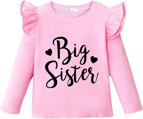 Big Sister Shirt for Toddler Baby Girl Outfits Promoted to Big Sis Announcement T-Shirt Toddler Girls Gifts in Saudi Arabia