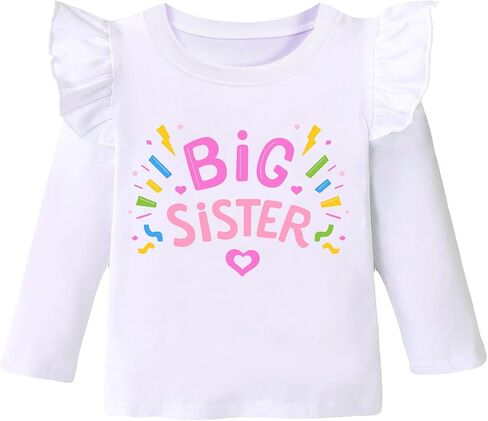 Big Sister Shirt for Toddler Baby Girl Outfits Promoted to Big Sis Announcement T-Shirt Toddler Girls Gifts in Saudi Arabia