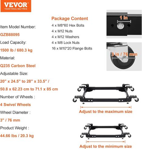قاعدة متنقلة VEVOR بسعة 1500 رطل، قابلة للتعديل من 20 بوصة × 24.5 بوصة إلى 28 بوصة × 33.5 بوصة، حامل قاعدة متنقلة عالمية شديدة التحمل مع 4 عجلات دوارة، لمعدات النجارة، المنشار الحزامي، أداة الطاقة، الآلة in Saudi Arabia