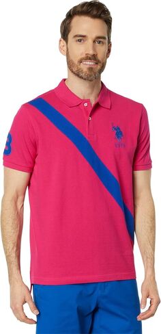 U.S. Polo Assn. Diagonal Sash Pique Polo Black LG in Saudi Arabia