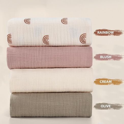 guruixu 2 Pack Muslin Baby Lounge Cover، 100٪ قطن غطاء أريكة للرضع، غطاء بديل ناعم ومسامي يناسب حديثي الولادة للأطفال الأولاد والبنات (وردي مترب، بيج) in Kuwait