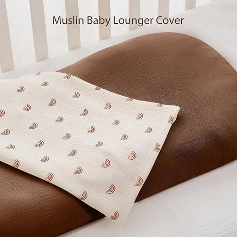 guruixu 2 Pack Muslin Baby Lounge Cover، 100٪ قطن غطاء أريكة للرضع، غطاء بديل ناعم ومسامي يناسب حديثي الولادة للأطفال الأولاد والبنات (وردي مترب، بيج) in Kuwait