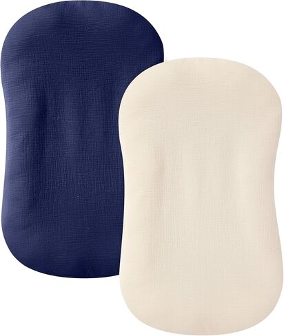 guruixu 2 Pack Muslin Baby Lounge Cover، 100٪ قطن غطاء أريكة للرضع، غطاء بديل ناعم ومسامي يناسب حديثي الولادة للأطفال الأولاد والبنات (وردي مترب، بيج) in Kuwait