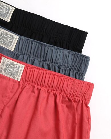 Lucky Brand Men's Underwear - Classic Woven Boxers with Functional Fly (3 Pack), Size Small, PlaidSmoked Pearl PrintJet Black in Saudi Arabia