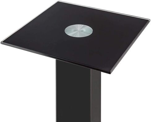 Monoprice Elements Speaker Stand - 28 Inch (Pair) with Cable Management, Strong Tempered Glass Base with Floor Spikes, Black (139494) in Saudi Arabia