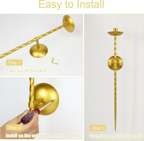 lobolighting Candle Sconces Twisted Pillar Wall Candle Holder Set of 2 Long Candle Wall Sconce Metal Wall Sconces Candle Holder Decoration for Dining Room, Fireplace, Living Room (Black, 23.6 Inch) in Saudi Arabia