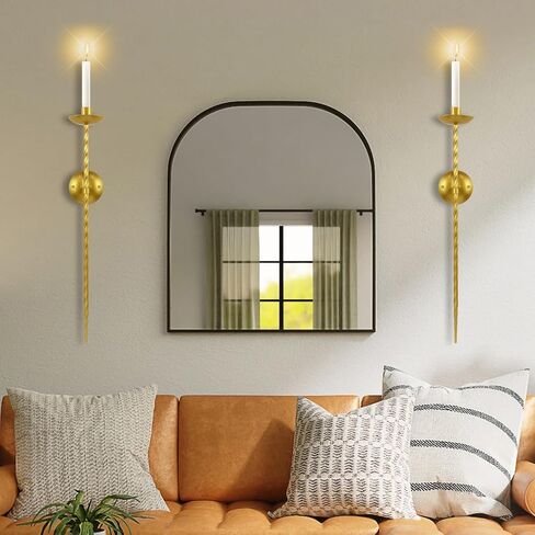 lobolighting Candle Sconces Twisted Pillar Wall Candle Holder Set of 2 Long Candle Wall Sconce Metal Wall Sconces Candle Holder Decoration for Dining Room, Fireplace, Living Room (Black, 23.6 Inch) in Saudi Arabia