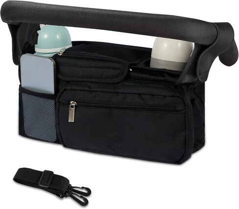 Universal Stroller Organizer with Insulated Cup Holder,Pram Caddy with Detachable Phone Bag and Shoulder Strap,Stroller Bag Caddy Organizer Fits for Uppababy, Baby Jogger, Britax Strollers in Saudi Arabia