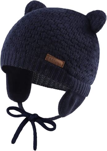PESAAT Baby Winter Hats Warm Knit Infant Beanie for Boys Toddler Girls Winter Hat with Earflap in Kuwait