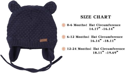 PESAAT Baby Winter Hats Warm Knit Infant Beanie for Boys Toddler Girls Winter Hat with Earflap in Kuwait