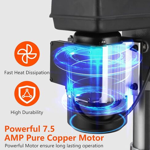 15 in Floor Drill Press, 7.5 Amp 120V Pure Copper Motor, 288-3084 RPM Variable Speed Cast Iron Bench Drill Press, 0-45° Tilting Worktable, Tabletop Drilling Machine for Wood Metal in Saudi Arabia