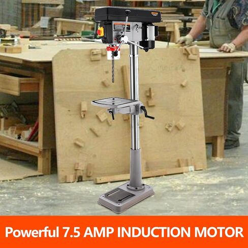 15 in Floor Drill Press, 7.5 Amp 120V Pure Copper Motor, 288-3084 RPM Variable Speed Cast Iron Bench Drill Press, 0-45° Tilting Worktable, Tabletop Drilling Machine for Wood Metal in Saudi Arabia