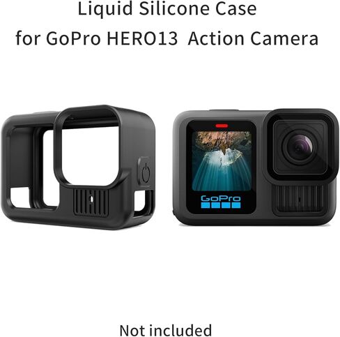 Silicone Case for GoPro HERO13 Action Camera, Battery Side Cover&Lens Caps for Go Pro Hero 13, Black in Kuwait