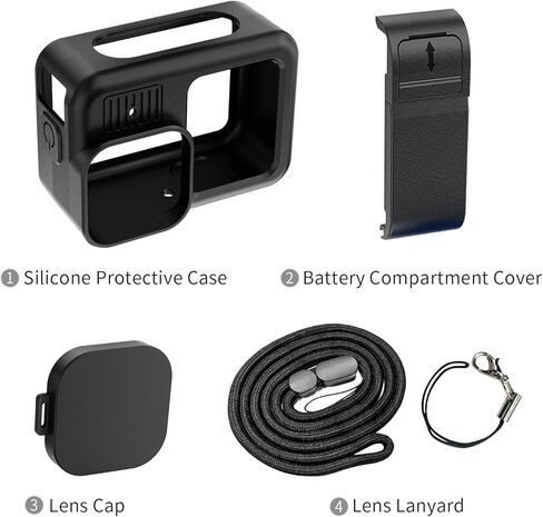 Silicone Case for GoPro HERO13 Action Camera, Battery Side Cover&Lens Caps for Go Pro Hero 13, Black in Kuwait