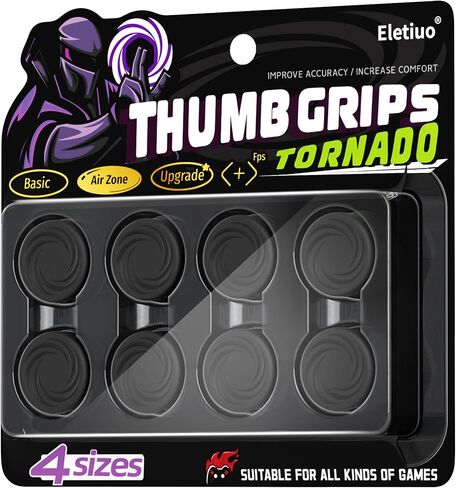 مجموعة مقابض الإبهام الواقية من ELETIUO مكونة من 8 قطع متوافقة مع Xbox Series X/S وXbox One وXbox One X/S، أغطية عصا إبهام سيليكون مضادة للانزلاق مع 4 تصميمات، أغطية عصا تناظرية مخصصة، أسود in Kuwait