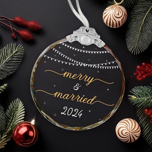Wedding Gifts for Couples 2024 - Mr and Mrs Gifts - Wedding Registry Gifts Ideas - Wedding Gifts for Newlyweds, Bride - Bridal Shower Gifts for Bride - First Christmas Married Ornament 2024 Ceramic in Saudi Arabia