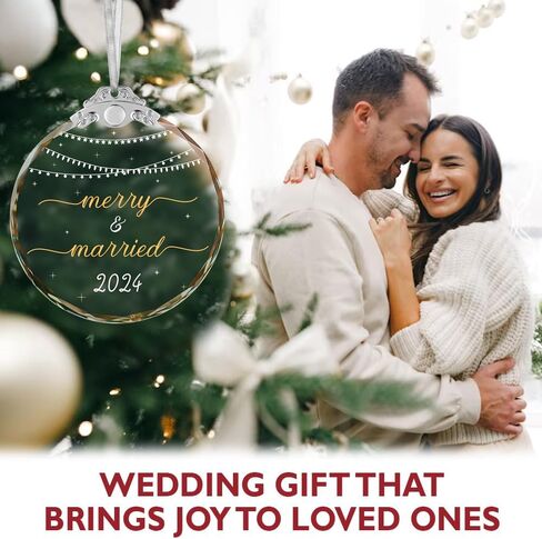 Wedding Gifts for Couples 2024 - Mr and Mrs Gifts - Wedding Registry Gifts Ideas - Wedding Gifts for Newlyweds, Bride - Bridal Shower Gifts for Bride - First Christmas Married Ornament 2024 Ceramic in Saudi Arabia