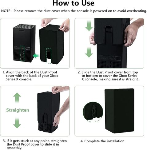 غطاء غبار لوحدة تحكم Xbox Series X، غطاء غبار من قماش أكسفورد مقاوم للماء 600D مع منافذ كابل سهلة الوصول، مناسب تمامًا باللون الأسود، 6.9 × 6.7 × 12 بوصة in Kuwait
