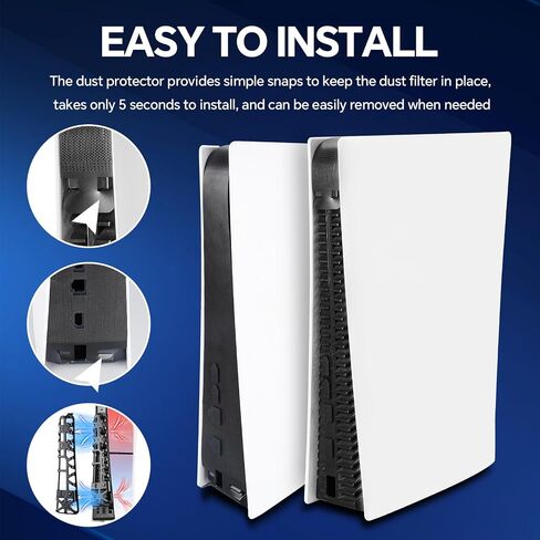 Dust Cover Net for PS5 Pro Console (Full Surround Version), New PS5Pro Heatsink Barrier Pets Hair Anti-dust Cover Dustproof for PlayStation 5 Pro Optical Drive/Digital Version Accessories-Black in Saudi Arabia