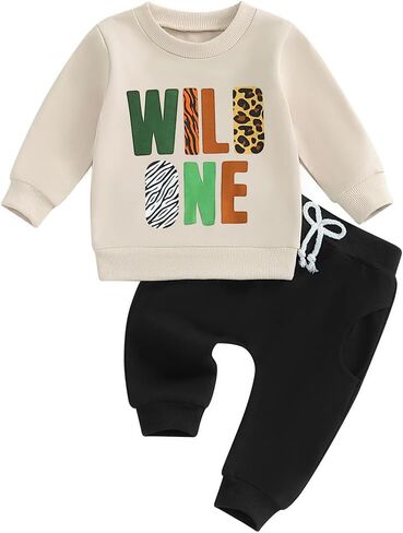 طقم ملابس عيد الميلاد الأول للأولاد الصغار لعيد الميلاد الأول وسويت شيرت مطبوع وسروال رياضي in Kuwait