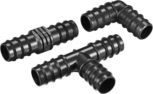 20 Pack Barb Hose Fittings - 19.5mm Barbed Connectors Irrigation Fittings Apply to Garden, Black(8 Straight Barbs 6 Tee Barbs 6 Elbows) in Saudi Arabia