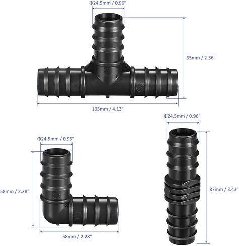 20 Pack Barb Hose Fittings - 19.5mm Barbed Connectors Irrigation Fittings Apply to Garden, Black(8 Straight Barbs 6 Tee Barbs 6 Elbows) in Saudi Arabia