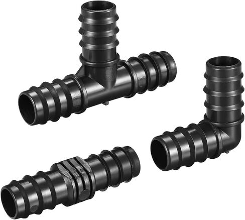 20 Pack Barb Hose Fittings - 19.5mm Barbed Connectors Irrigation Fittings Apply to Garden, Black(8 Straight Barbs 6 Tee Barbs 6 Elbows) in Saudi Arabia