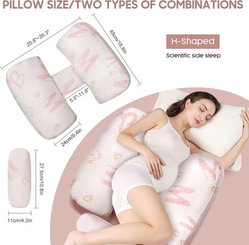 7CDXD Pregnancy Pillows for Sleeping, Portable Maternity Pillow for Side Sleeper, Soft Adjustable Width, Pregnancy Body Pillow with Washable Pillow Cover for Back, HIPS, Legs in Saudi Arabia