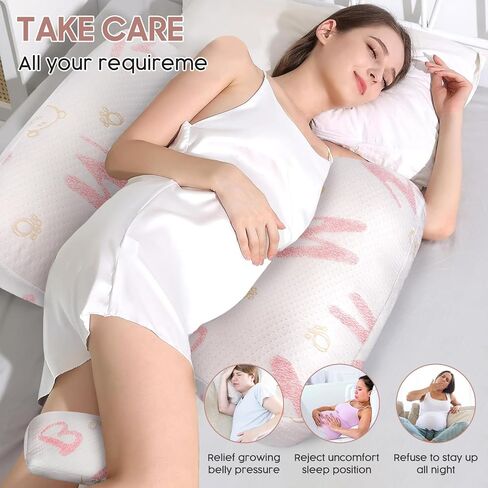 7CDXD Pregnancy Pillows for Sleeping, Portable Maternity Pillow for Side Sleeper, Soft Adjustable Width, Pregnancy Body Pillow with Washable Pillow Cover for Back, HIPS, Legs in Saudi Arabia