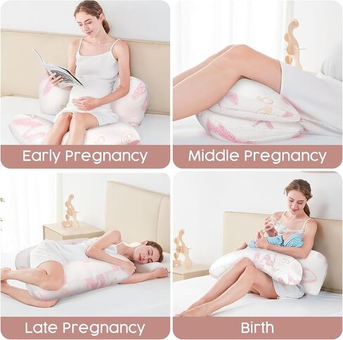 7CDXD Pregnancy Pillows for Sleeping, Portable Maternity Pillow for Side Sleeper, Soft Adjustable Width, Pregnancy Body Pillow with Washable Pillow Cover for Back, HIPS, Legs in Saudi Arabia