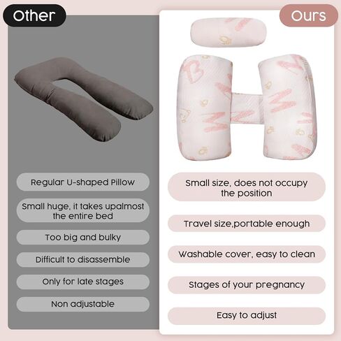 7CDXD Pregnancy Pillows for Sleeping, Portable Maternity Pillow for Side Sleeper, Soft Adjustable Width, Pregnancy Body Pillow with Washable Pillow Cover for Back, HIPS, Legs in Saudi Arabia