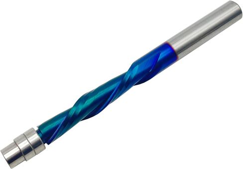 Down Cut Spiral Flush Trim Router Bit 1/4 inch Shank Solid Carbide CNC End Mill for Wood Carving Engraving Grinding Grooving,1PCS in Saudi Arabia