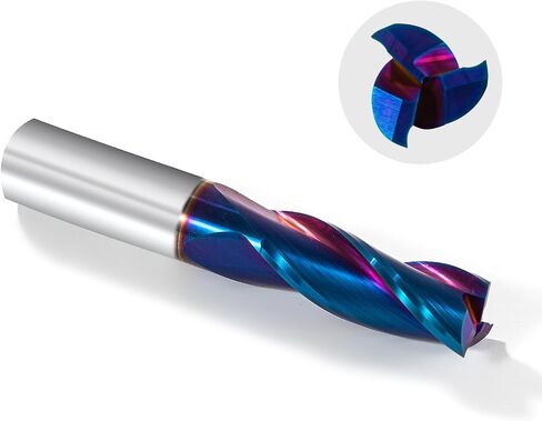 2 PCS Spiral CNC Router Bits 1/2 inch Shank 3 inch Total Length 3 Fluter Up Cut End Mill with Nano Blue Coating Solid Carbide Square End Mill for Wood Mortises Carving in Saudi Arabia