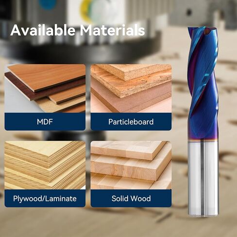 2 PCS Spiral CNC Router Bits 1/2 inch Shank 3 inch Total Length 3 Fluter Up Cut End Mill with Nano Blue Coating Solid Carbide Square End Mill for Wood Mortises Carving in Saudi Arabia