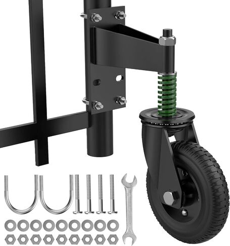 8Inch Gate Wheel, 600LB Capacities with 360 Degree Rotation, Tire Level Solid Heavy-Duty Gate Caster, Spring Shock Absorption Gate Wheels for Wooden, Metal and Tube Gates, Complete Fittings in Saudi Arabia