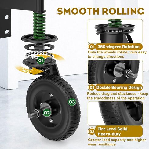 8Inch Gate Wheel, 600LB Capacities with 360 Degree Rotation, Tire Level Solid Heavy-Duty Gate Caster, Spring Shock Absorption Gate Wheels for Wooden, Metal and Tube Gates, Complete Fittings in Saudi Arabia