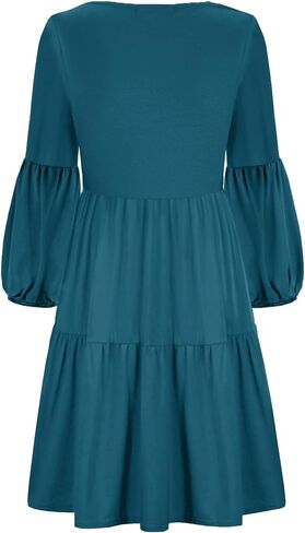 Women's Maternity Nursing Dress Ruffle Lantern Long Sleeve V Neck Breastfeeding with Pockets in Kuwait