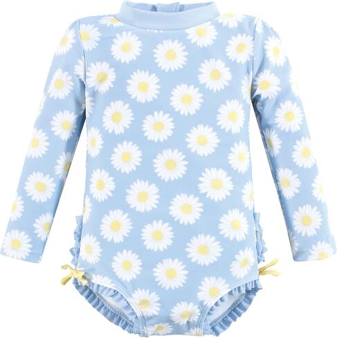 Hudson Baby Baby Girl's Rashguard Toddler Swimsuit, Blue Daisy, 3-6 Months in Kuwait