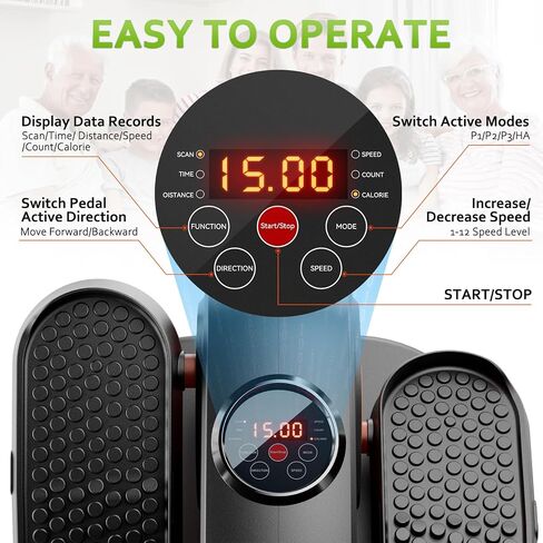 Under Desk Elliptical Machine, Ellipse Leg Exerciser as Seen on TV for Seniors with Remote Control & 12 Adjustable Speeds, Elliptical Machine for Home (Orange) in Saudi Arabia