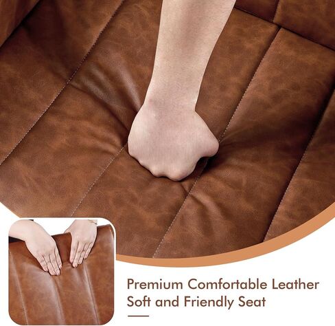 VECELO Leather Rocking Chair Nursery Glider Accent Rocker Modern Upholstered High Back USB Port and Side Pocket Armchair, Wood Legs for Living Room Bedroom Study in Saudi Arabia