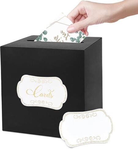 1 Pack White and Rose Gold Card Box for Party, 8.7" White Gift Card Box Money Box for Birthday, Wedding, Baby Shower, Retirement, Anniversary, Bridal Shower, Raffle Ticket in Kuwait